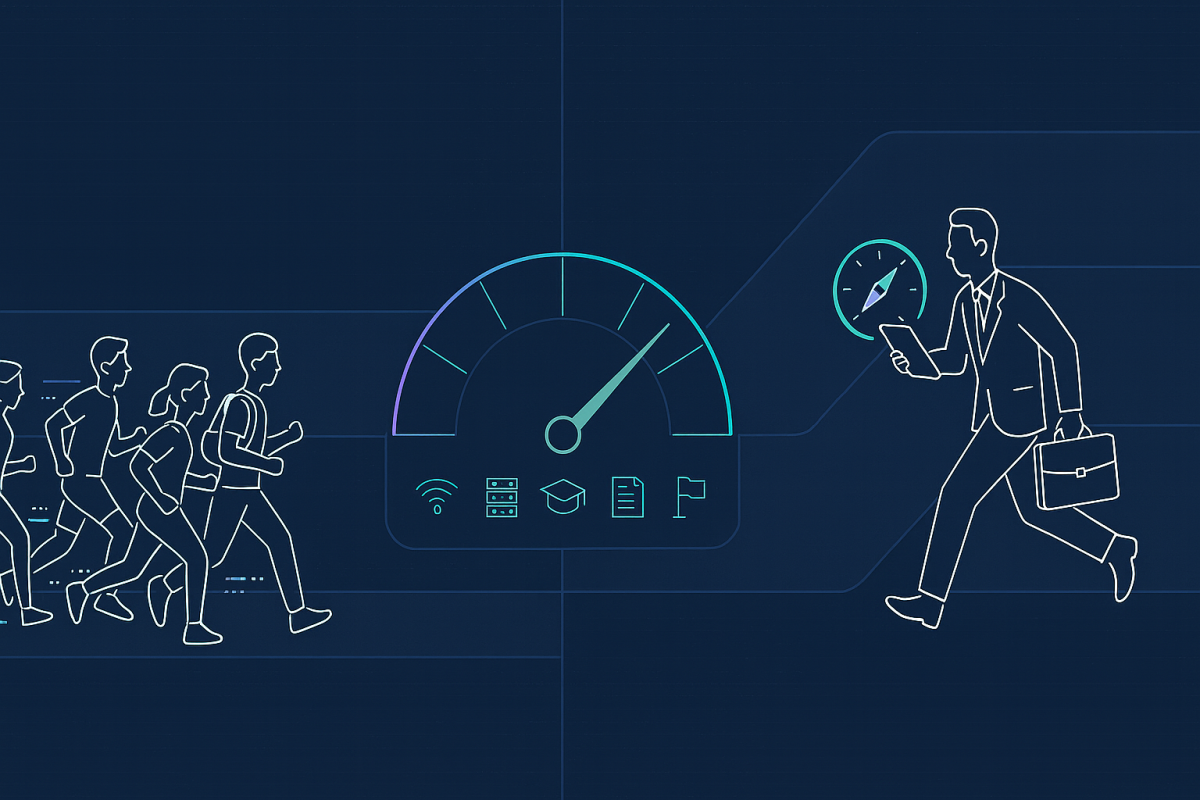 Studenti e insegnanti che utilizzano intelligenza artificiale a scuola: digital transformation nell'istruzione