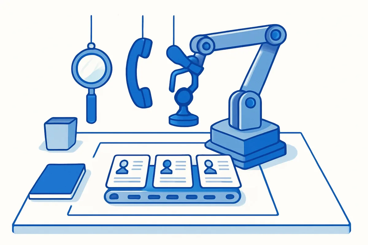 Un agente AI al lavoro dentro un processo aziendale: riceve un input, decide tra più strumenti e aggiorna il CRM senza intervento umano