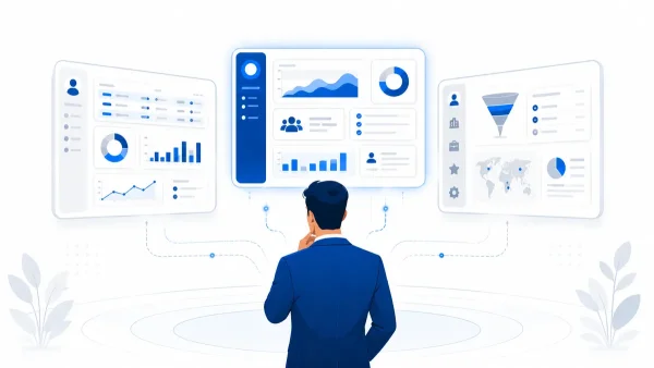 Manager di una PMI che valuta tre dashboard CRM per scegliere la soluzione giusta tra Salesforce, HubSpot e Odoo