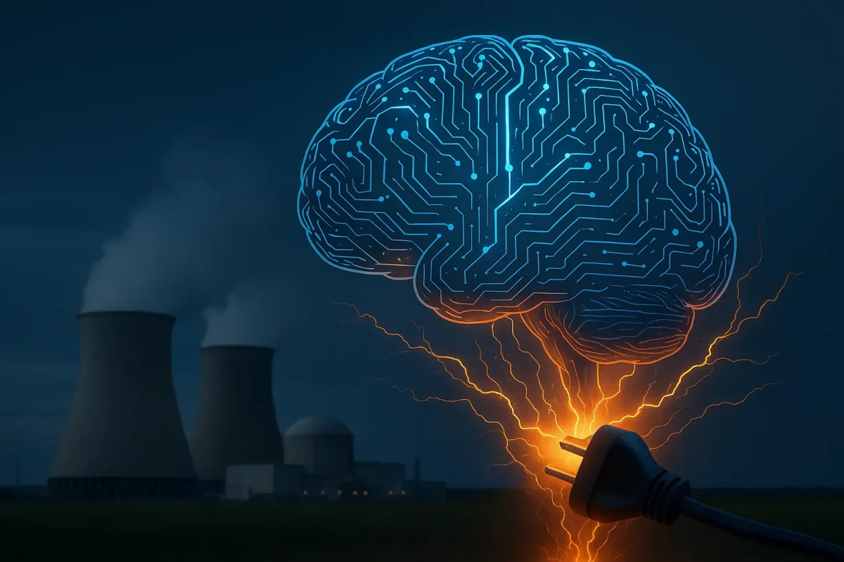 Conceptual illustration of Jevons paradox applied to artificial intelligence: efficiency generating greater energy consumption