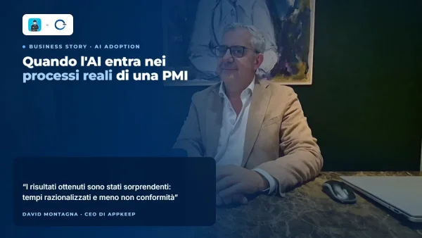 David Montagna, CEO of Appkeep, in his office during the video testimonial about the AI adoption journey with Castaldo Solutions