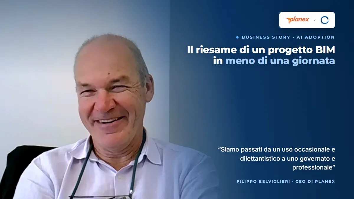 Filippo Belviglieri, CEO of Planex, smiling during the video interview about the AI adoption journey with Castaldo Solutions