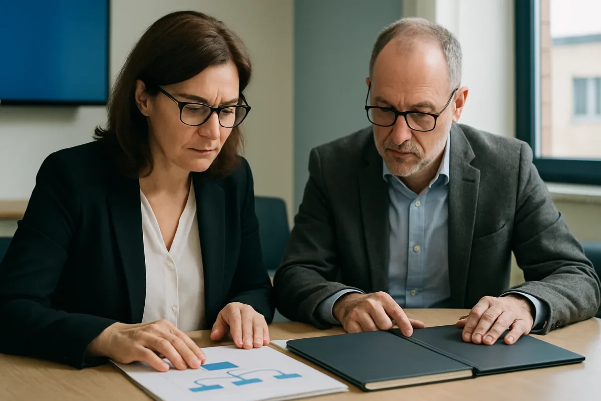 An SME owner evaluates two AI consulting proposals by comparing declared method, measurable results and verifiable references